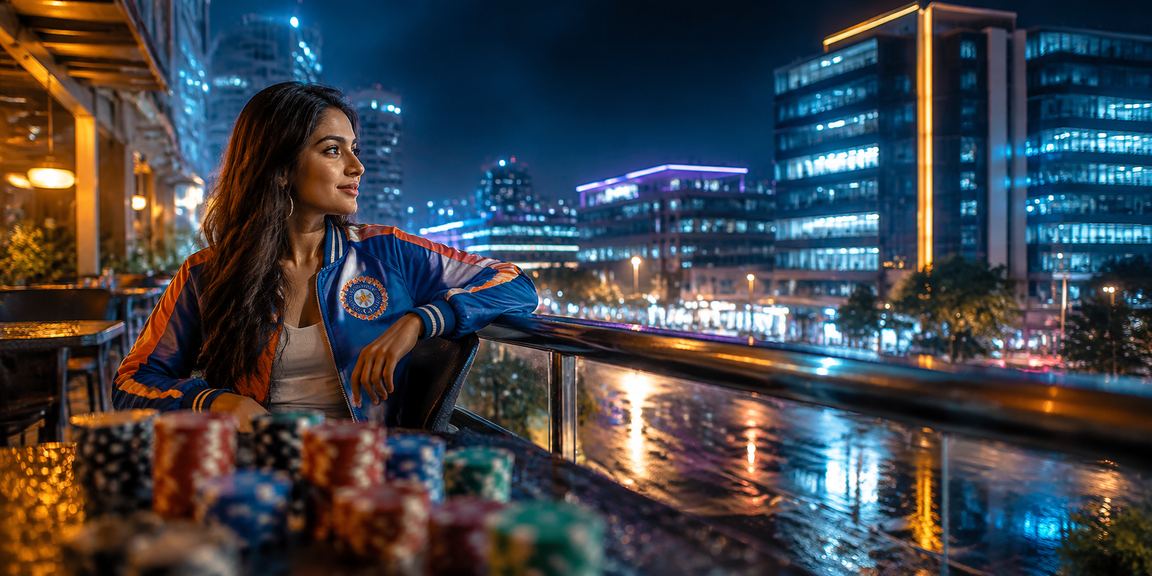 Neon lit cricket betting in India concept